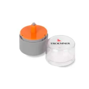 Contenedor Troemner para pesas con tapa transparente y base naranja