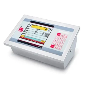 Indicador de peso industrial con pantalla táctil y teclado numérico integrado
