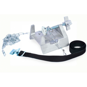 Pinza de mesa para cilindros de gas LabJaws® modelo 716 con cinta y cadena